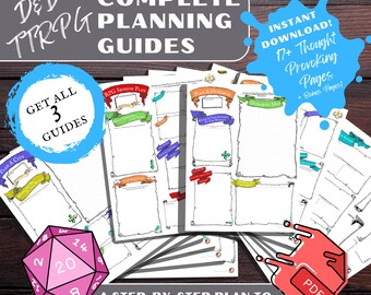 Complete Collection DnD Planning Guides - Colorful Scrolls - Dungeon Master Tool for Planning RP Games/DnD -Digital Download Planner