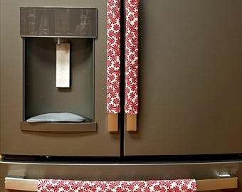 Peppermint Fridge Handle Covers, Holiday Kitchen Decor, Set of 3