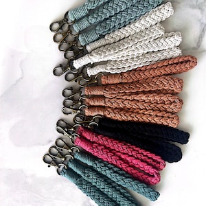 Boho Macrame Keychain Wristlet: Cotton Woven Rope, Teacher Gift