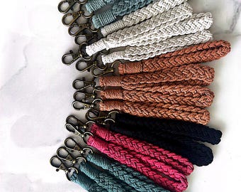 Boho Macrame Keychain Wristlet: Cotton Woven Rope, Teacher Gift