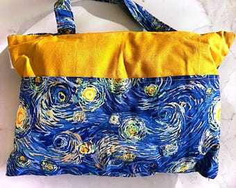Van Gogh Starry Night Book Pillow, Kids Travel Reading Pocket Pillow