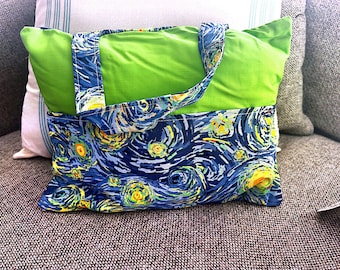 Starry Night Van Gogh Book Pillow, Kids Travel Reading Pocket