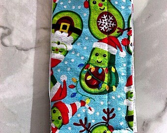 Holiday Avocado Kitchen Handle Covers, Festive Decor, Set of 2
