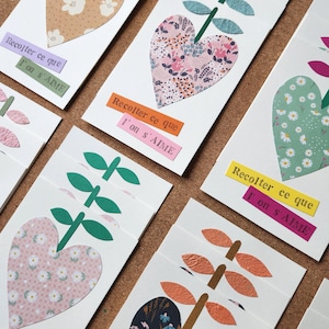 Heart postcard 10x15cm "harvest what we love", handmade, small series