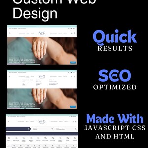 May include: A website design for a jewellery store, showcasing a close-up of a hand wearing a diamond engagement ring. The website has a clean and modern design, and includes features such as a search bar, product filters, and a shopping cart. The website is also optimised for search engines, ensuring it is easily found by potential customers. The website is built with JavaScript, CSS, and HTML.