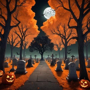 Imágenes de acuarela de Halloween de fantasía: descarga digital de alta resolución para hacer tarjetas y manualidades, tema de otoño