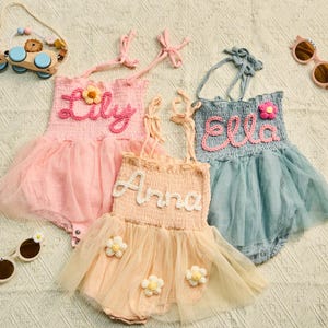 Personalized Name Baby Romper Dress,Custom Name Baby Tutu Dress,Embroidered Baby Romper,1st Birthday Outfit,Baby Shower Gift,Birthday Gift