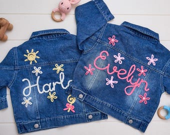 Custom Kids Name Jean Jacket,Personalized Embroidered Denim Jacket,Custom Girls Toddler Name Jacket,Birthday Gift For Kids,Christmas gifts