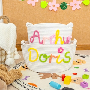 Personalisierter Babykorb,Seil Baumwolle Baby Geschenkkorb,Babypartygeschenk,Baby Geschenkkorb,kundenspezifischer Babypartykorb mit Namen,Neugeborenen Geschenk