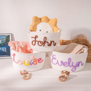 Benutzerdefinierte Baby-Dusche-Korb mit Namen, personalisierte Baby-Korb, Seil Baumwolle Baby-Geschenk-Korb, Baby-Dusche-Geschenk, Baby-Geschenk-Korb, Neugeborenen Geschenk