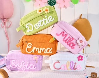 Estojo personalizado para crianças, estojo com nome personalizado, presente de volta às aulas, bolsa de lápis feita à mão, bolsa de lápis para meninas, presente de aniversário para meninas