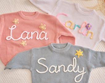 Personalisierter Baby Name Pullover, Benutzerdefinierte Kleinkind Pullover, Individuell gestickter Baby Name Pullover, Baby Pullover, Baby Geschenke, Weihnachtsgeschenk, Baby Mädchen