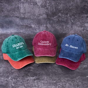 Gorra unisex bordada personalizada, gorra con texto personalizado, gorra vintage personalizada, gorra para papá y mamá, regalo de despedida de soltera, gorra con logotipo bordado.
