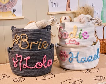 Personalized Pet Basket,Custom Pet Toy Storage Basket,Pet Name Basket,Name Cotton Rope Basket,Dog Toy Basket,New Cat Toy Dog Gift