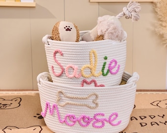 Custom Pet Toy Basket,Personalized Basket,Pet Name Basket,Name Cotton Rope Basket,Dog Toy Basket,New Cat Toy Dog Gift,Storage baskets.