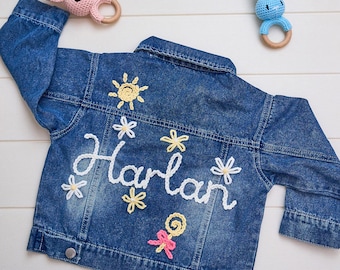 Personalized Embroidered Denim Jacket For Kids,Custom Kids Name Jean Jacket,Girls Toddler Name Jacket,Birthday Gift For Kids,Christmas gifts
