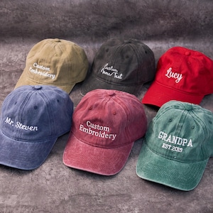 Personalisierte Textmütze, individuell gestickte Cap mit Text, personalisierte Vintage Cap, Unisex-Baseballmütze, Dad Mom Geschenke, Bachelorette Party Geschenk