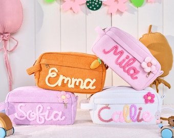Estojo de lápis com nome personalizado, estojo de lápis personalizado para crianças, presente de volta às aulas, bolsa de lápis feita à mão, bolsa de lápis para meninas, presente de aniversário para crianças