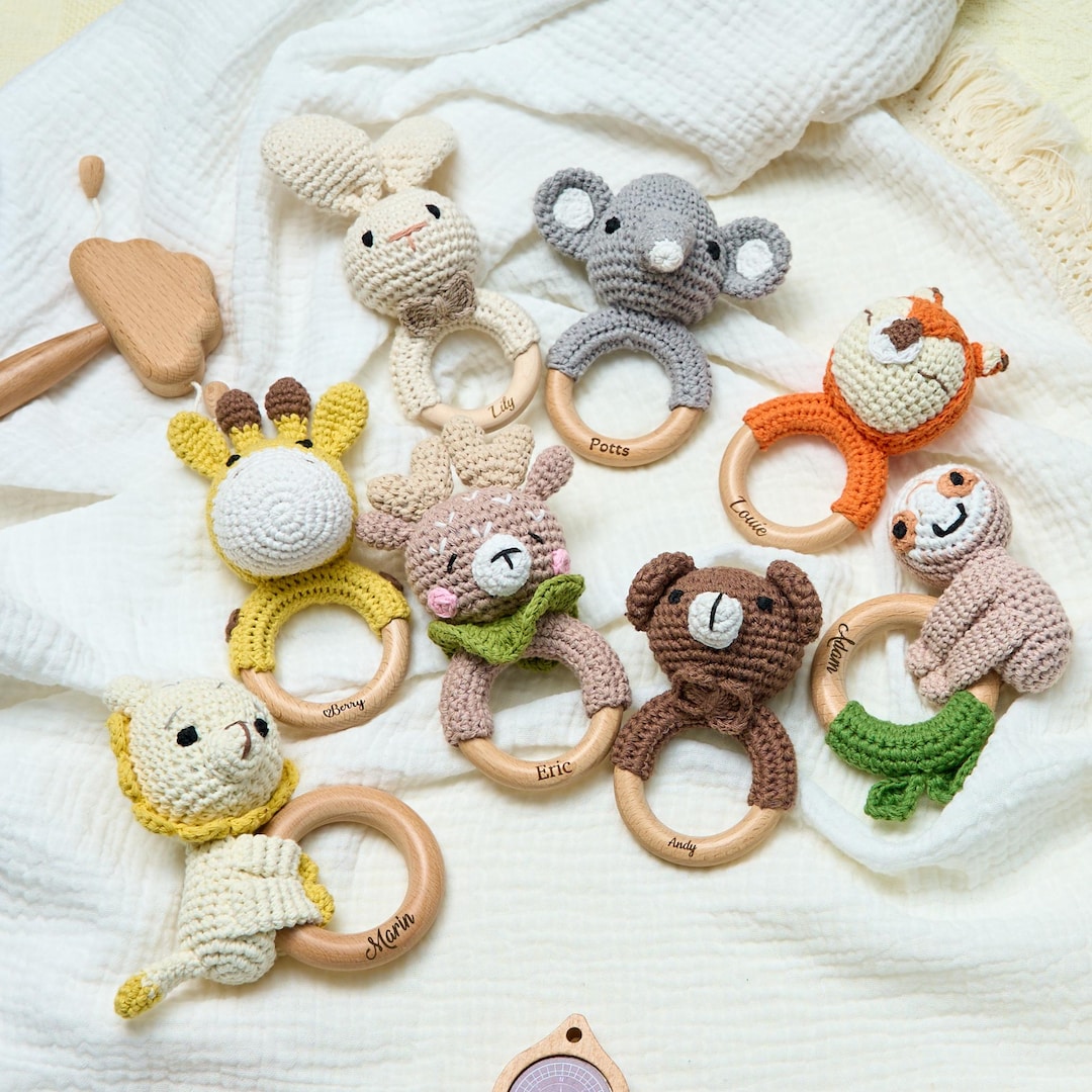 Custom Animal Crochet Rattle，custom Animal Baby Rattles，baby Shower ...