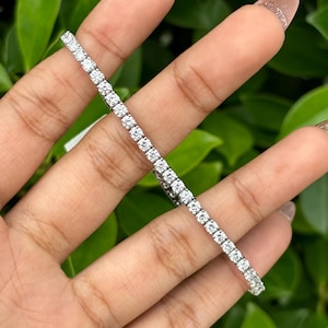 4.35 Carat Round Lab Diamond Tennis Bracelet in 18K White Gold