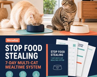 Fütterungsplaner für mehrere Katzen (PDF), Futterdiebstahl verhindern, 7-Tage-Fütterungsplan, Fütterungs-Tracker für mehrere Katzen