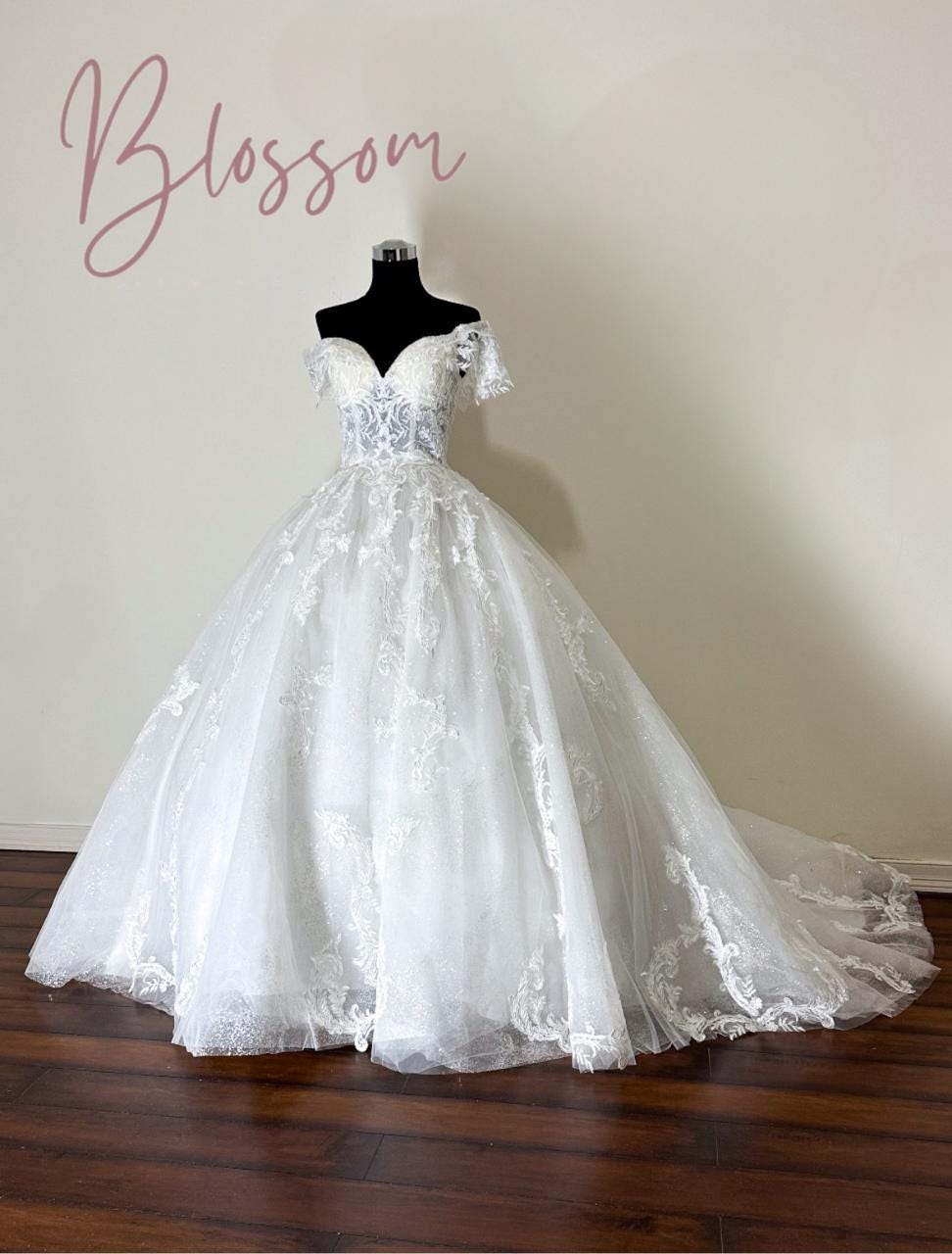 Princess Glitter Wedding Dresses / Romantic Lace Sleeveless Boho Bridal Gown