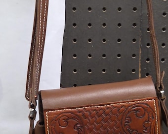 Handmade Tooled Leather Handbag - Western Purse