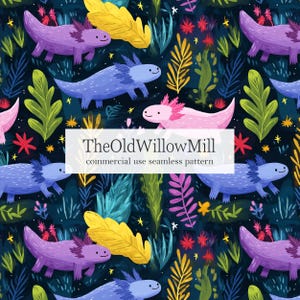 vibrant axolotl background, preppy salamander digital file, seamless axolotl digital paper, Mexico printable digital file, amphibian tile