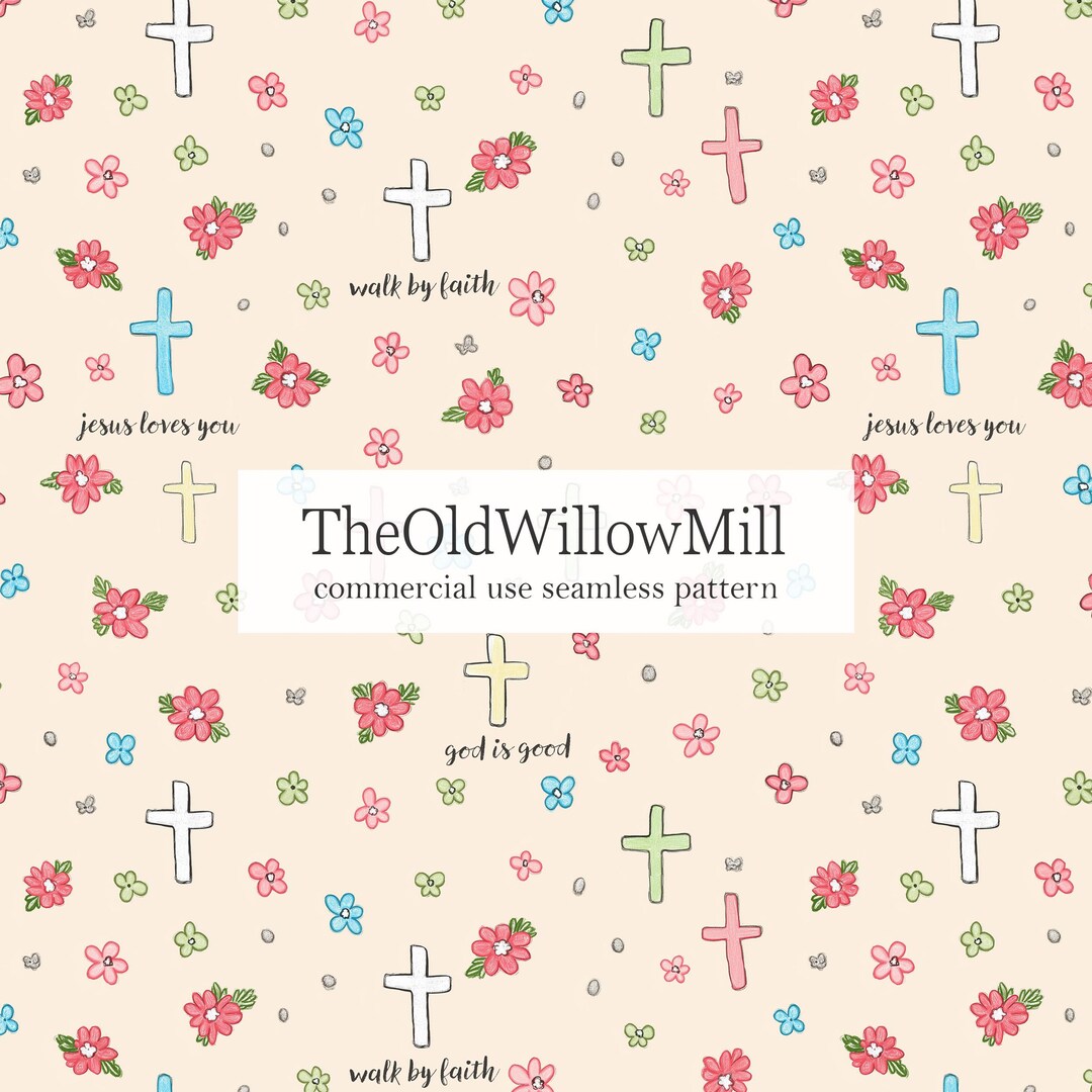 Seamless Cross Pattern, Christian Cross Digital Pattern, Printable ...