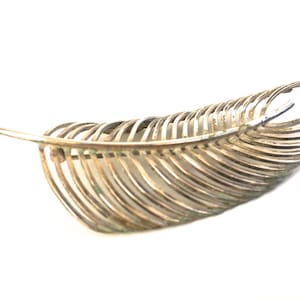 Vintage Sterling Feather Brooch~ Mid century modernist pin~ Statement piece~ Stamped Sterling silver