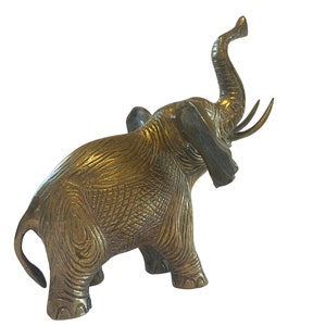Mid Century Brass Elephant~ Hollywood Regency Era Brass Figurine ~Desk Office paperweight ~ Jungle decor