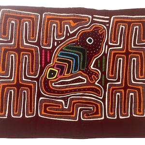 Vintage Bird Kuna Mola Textile ~ Baby Bird ~Ethnic layered Embroidery, Primitive Textile Folk Art~ Hand Stitched original art piece