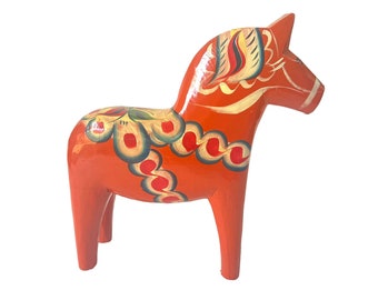 ヴィンテージの赤いダーラ馬の置物 - スウェーデンの民芸品 (5 cm
