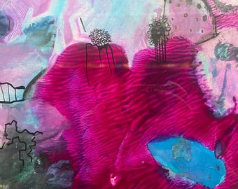 ヴィンテージ フランス 抽象画 モダンアート オリジナルインク