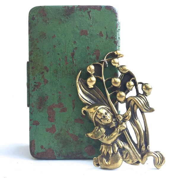 Ciondolo Vintage Brass Fairy ~ Sweet Garden Sprite statement piece ~ Collana unica stravagante di bigiotteria