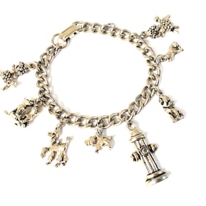 Vintage Dog Charm Bracelet~ Unique Poodle pup charm bracelet~ Gift for the Dog lover