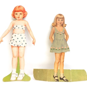 Vintage Pair of Paper Dolls~ Nursery decor