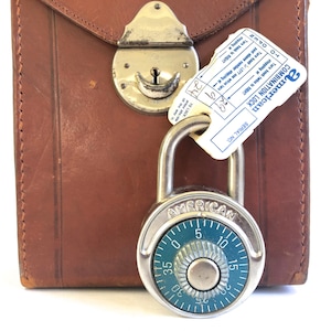 Vintage American Combination Lock~ Works w/ original combination ~ Made in U.S.A ~ Blue 60&#39;s combo lock ~Locker