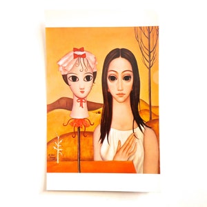 Vintage Margaret Keane Postcard ~ Big Eyes "Living Doll"~ 1963 Cartolina inutilizzata