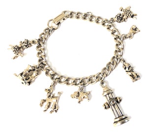 Vintage Dog Charm Bracelet~ Unique Poodle pup charm bracelet~ Gift for the Dog lover