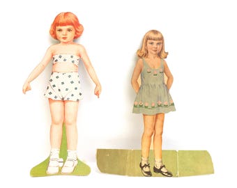 Vintage Pair of Paper Dolls~ Nursery decor