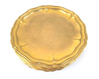 Vintage Bonwit Teller Brass Dish~ Made in Italy ~ Jewelry, ring, or desert dish - Hollywood Regency era~ Solid Brass flower shaped plate
