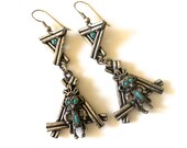Vintage Kachina Doll Earrings Native American Pewter Earrings Navajo