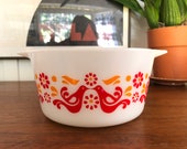 Pyrex Vintage Friendship Birds 1 Quart Casserole Dish 473 USA RARE