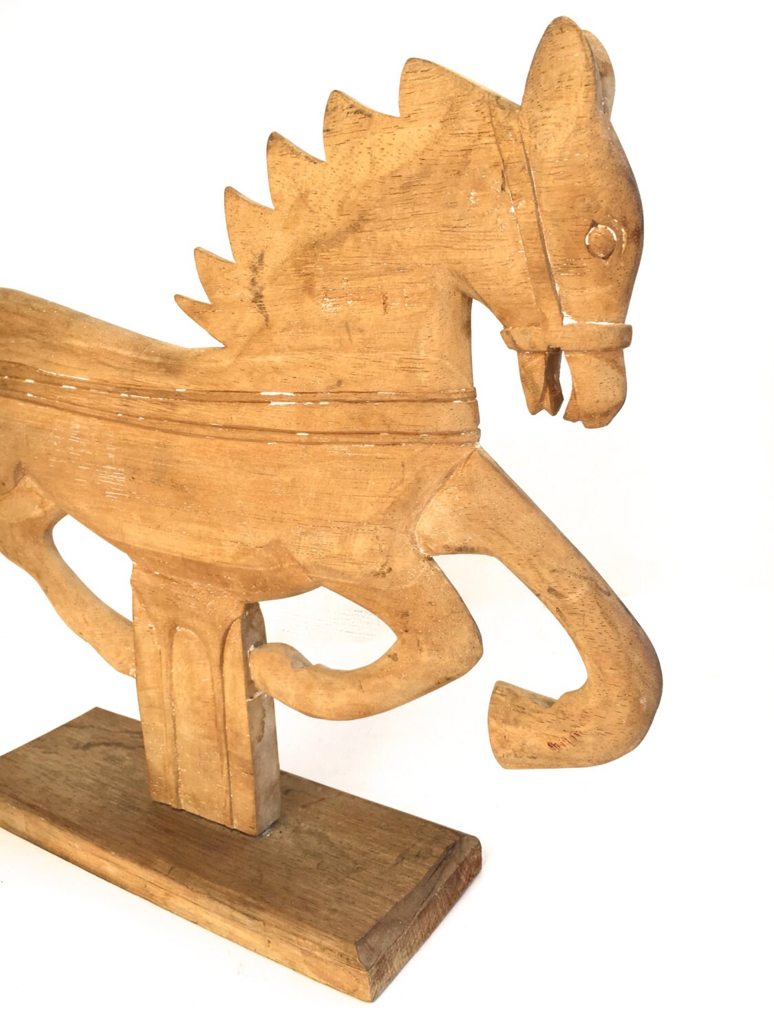 アンティーク フォークアート 馬の彫刻 ~ 疾走する馬 ~ 原始的な木彫り
