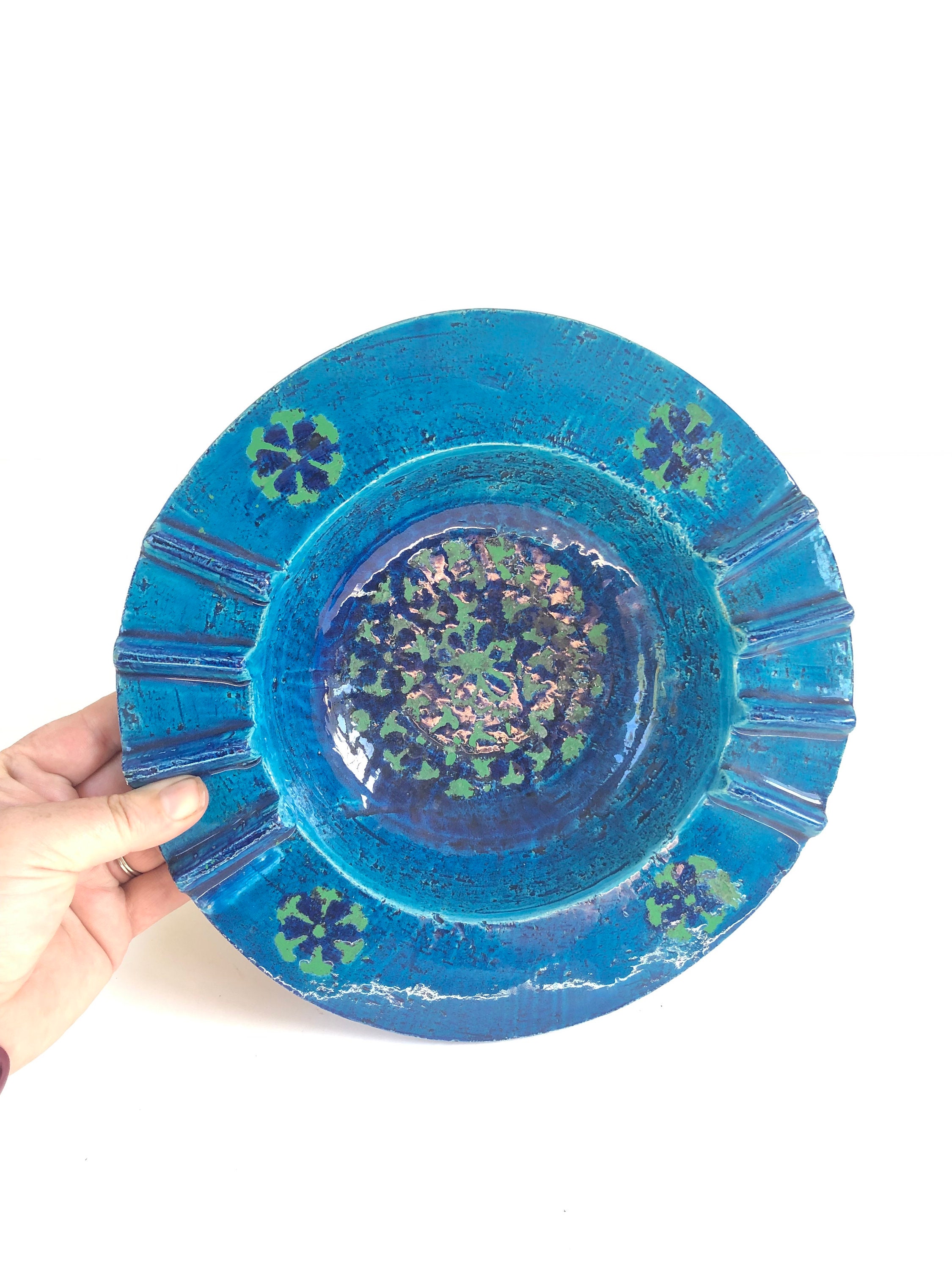 Bitossi Ashtray | Mid Century Aldo Londi Rimini Blue Pottery - Etsy