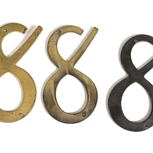 Vintage Brass House Number ~Number Eight ~ Wall art vintage salvage ~ Mid Century 8