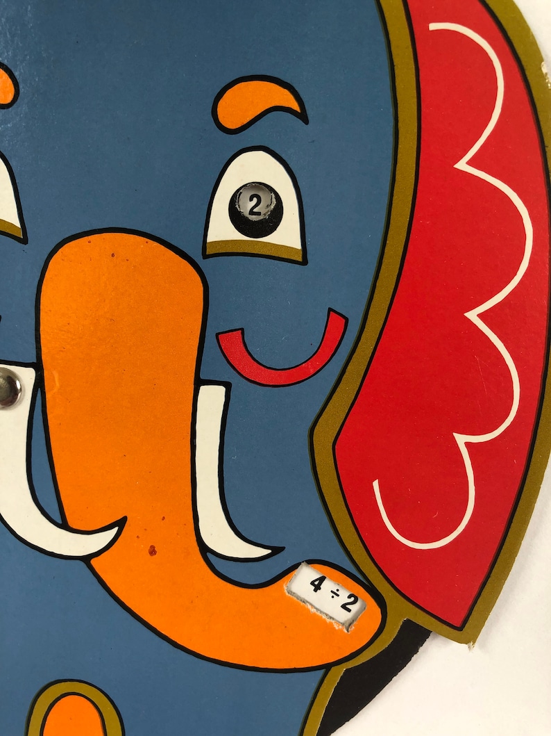 Pink Elephant Table Math Vintage Elephant Math Disk~ Cardboard Division Table ~gift for Teacher ...