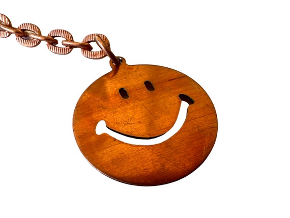 Vintage Copper Smiley Face Keychain ~ Deadstock S… - image 7