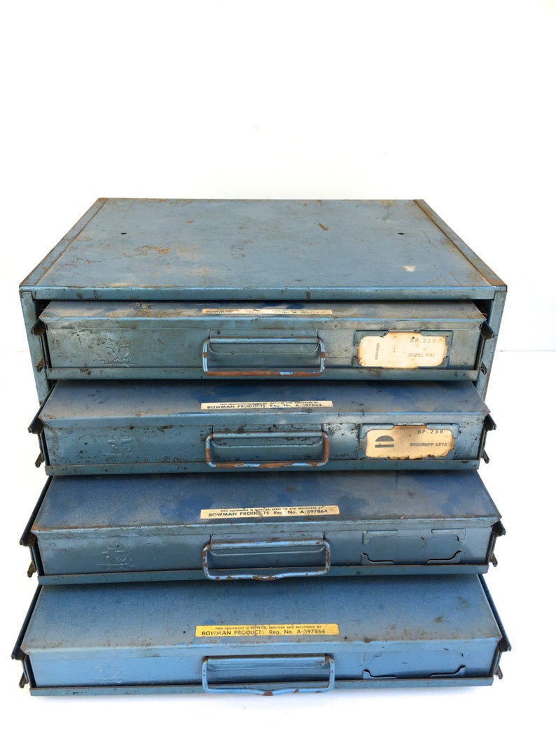 Vintage Industrial Metal Bowman Products 4 drawer Etsy